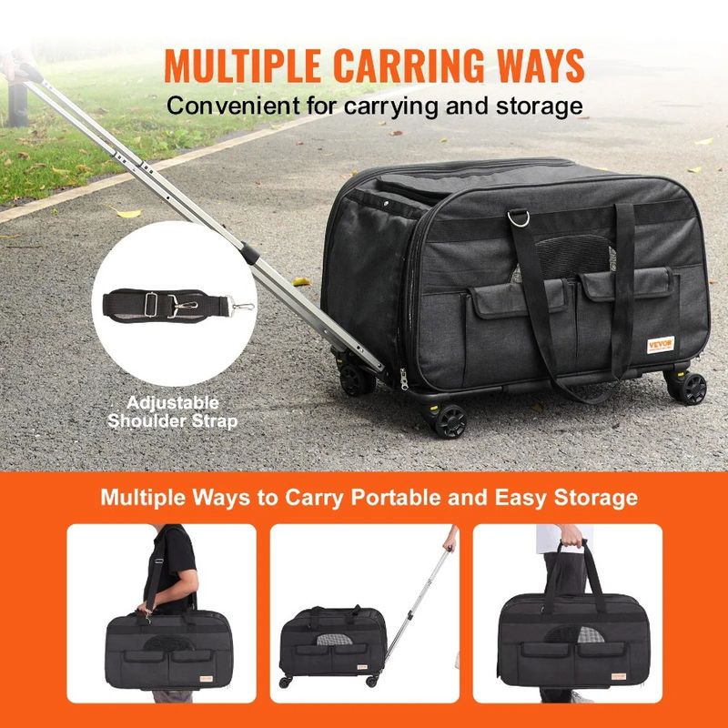 With Under Wheels For Telescopic Rolling And Handle Pets Shoulder Wheels, Carrier Carrier Dog Cat Strap, Carrier Pet With With_voghion.com
