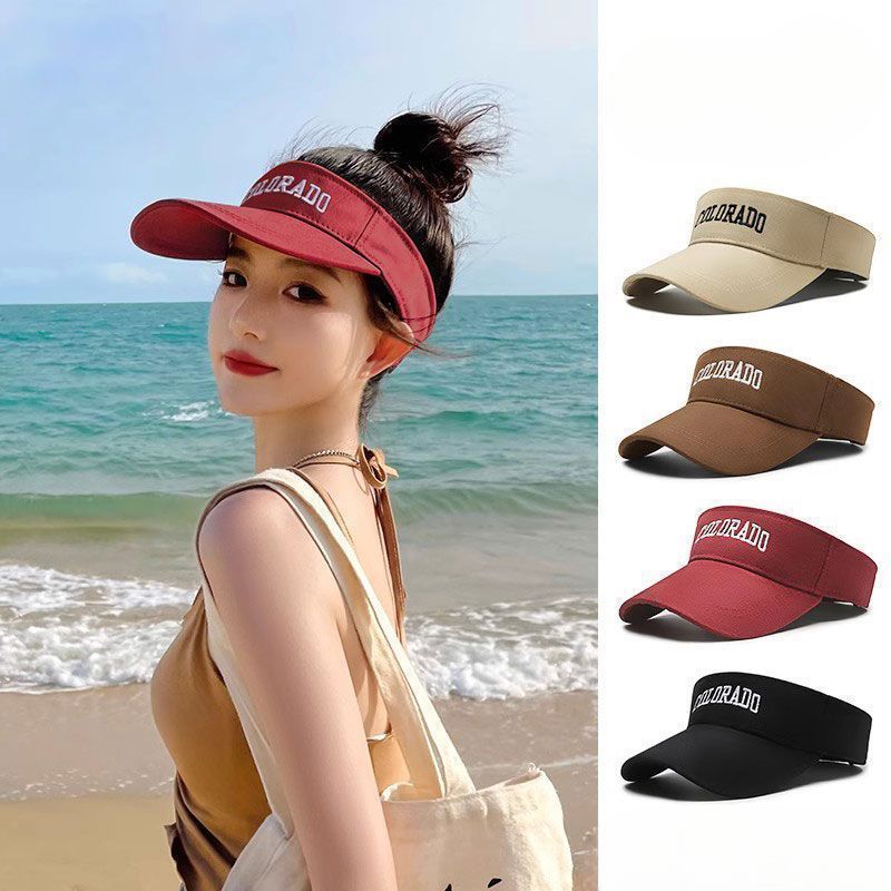 Hochwertiger Sommer-Sonnenschutz-Entenschnabelhut mit offenem Oberteil für Damen, Internet-Promi, Sport-Sonnenhut mit Gesichtsschutz ohne Oberteil_voghion.com