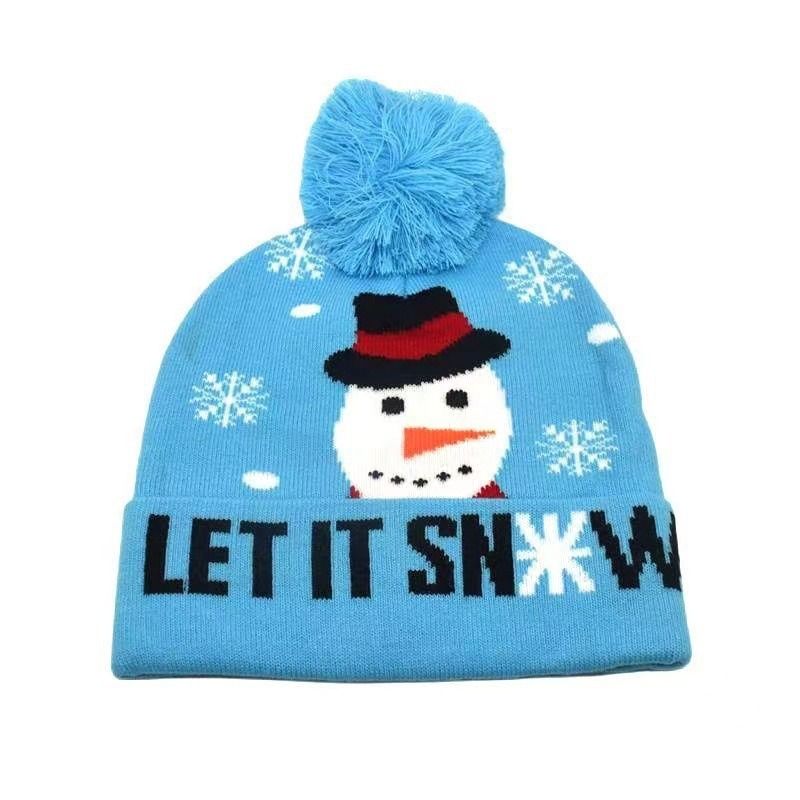 Nuovo prodotto 2024 Pupazzo di neve Alce Albero di Natale Palla ribaltabile Lavorato a maglia con LED Colorato Cappello decorativo con luce abbagliante_voghion.com