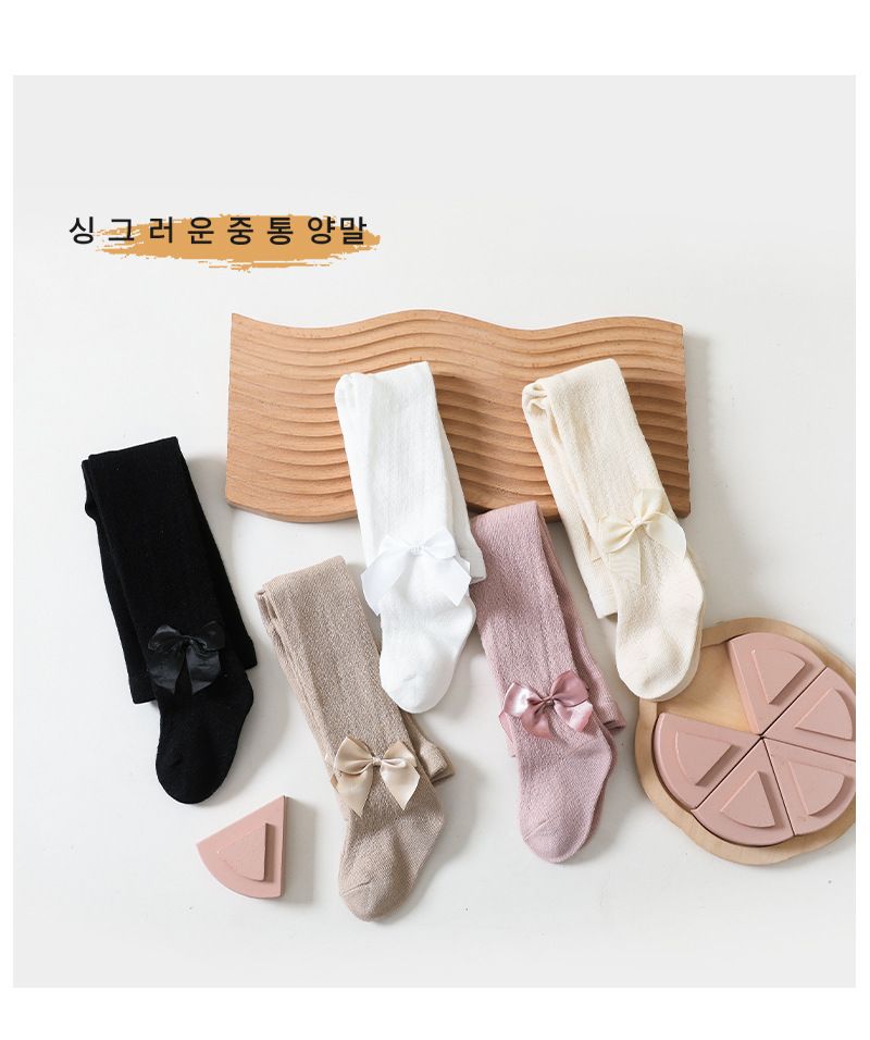 23 Frühjahr und Sommer Neue spanische Schleife Hohlstrumpfhosen gekämmte Baumwolle Big Bow Mädchen Leggings Prinzessin Socken_voghion.com
