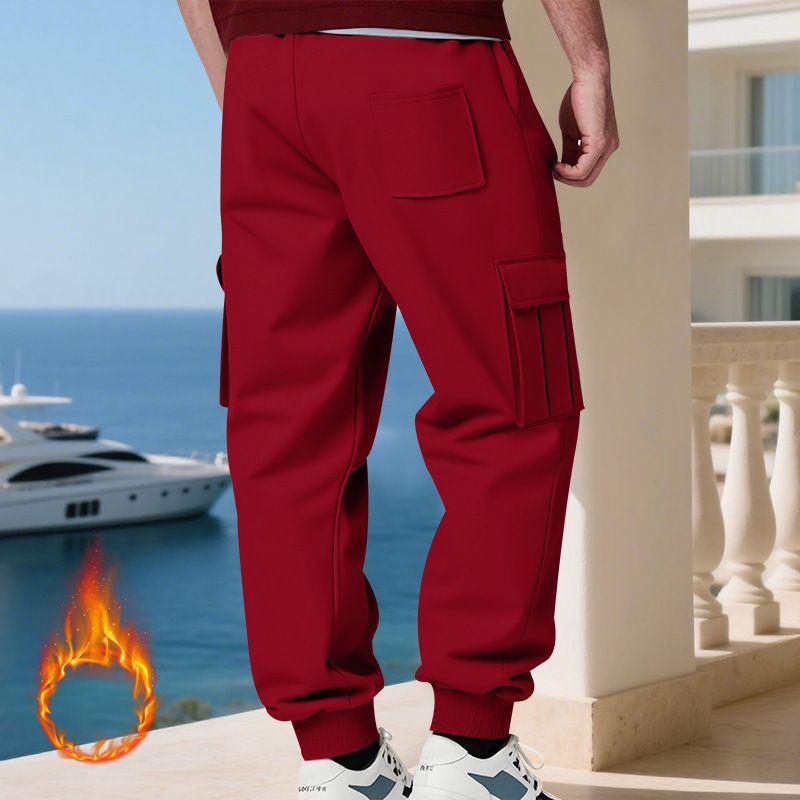 Pantaloni cargo da uomo foderati in pile - Jogger casual caldi invernali con tasche multiple, vestibilità ampia, vita elastica, comodi ed eleganti per l'uso quotidiano_voghion.com