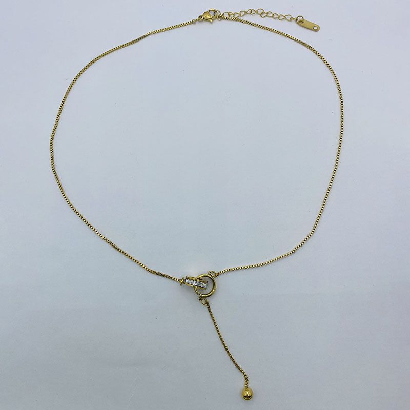 Collier tendance en acier titane pour femme, chaîne de clavicule à double boucle au design unique, style Instagram et cool_voghion.com