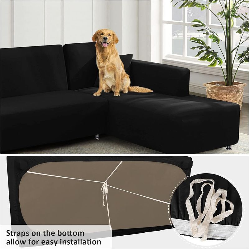 solid color Four Seasons stretch all-inclusive sofa cover L-shaped sectional sofa cover sofa cover_voghion.com