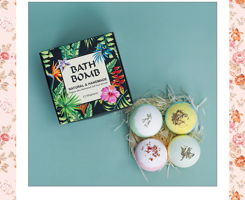 Bombe da bagno esfolianti da 4 pezzi con olio essenziale: set regalo di bombe da bagno per il relax e la calma_voghion.com