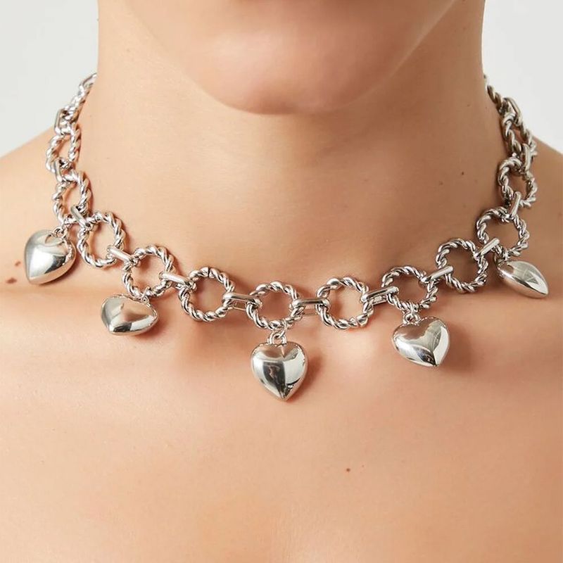 Qingdao Daiwei Jewelry 1 Collana decorativa semplice a forma di cuore in argento per donna_voghion.com
