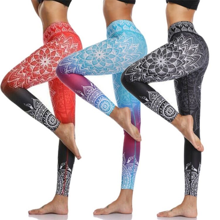 Ženske potiskane fitnes tekaške športne hlače Ozke joga hlače Leggings_voghion.com