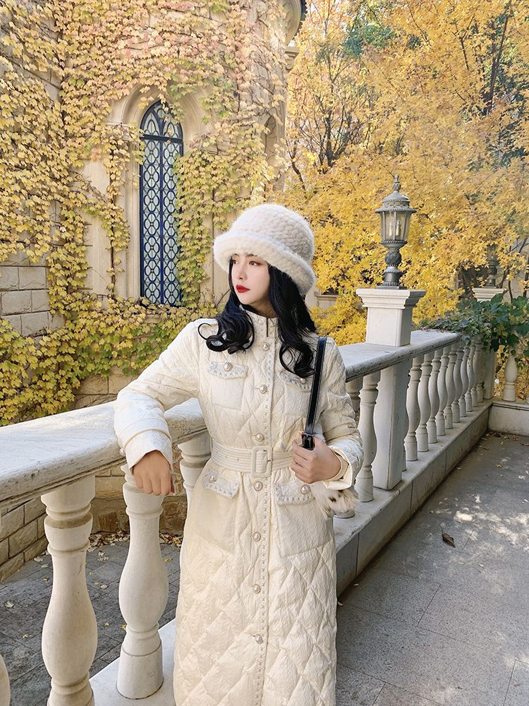 Xiaoxiangfeng Down For Women's Autumn And 2023 New Korean Version Slim Fit Knee Length Cotton Jacket Winter Coat_voghion.com