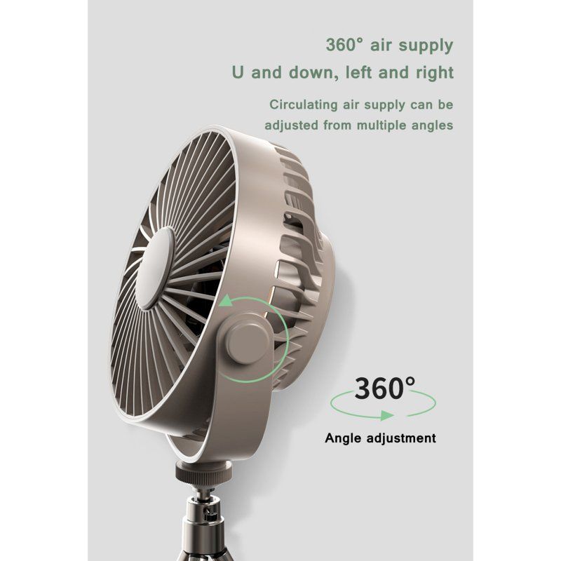 Mini ventilatore portatile con rotazione a 360 gradi, telecomando wireless a 3 velocità, raffrescatore d'aria con treppiede, nero_voghion.com
