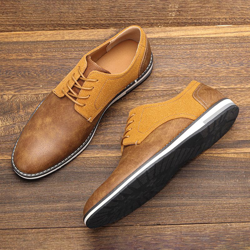 Herrenschuhe Große Herren Freizeitschuhe Modische leichte Herrenschuhe Farblich passende atmungsaktive Herren Lederschuhe_voghion.com