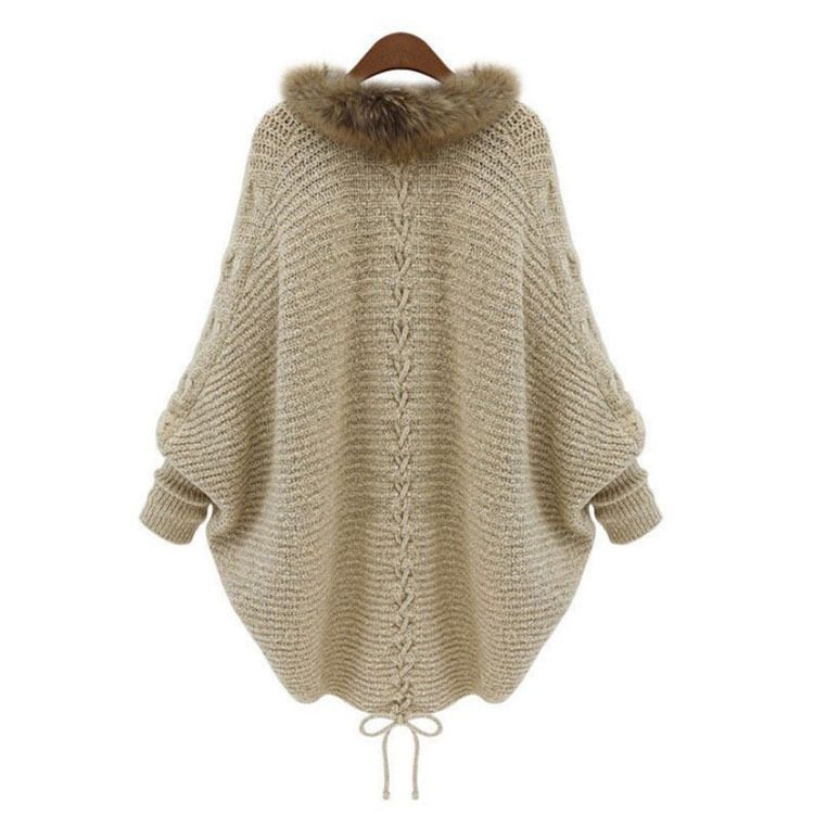 American Style Winter Women Solid Cardigans Sweaters New Long Sleeve Loose Knitted Thicken Batwing Sleeve Chic Short Coats Tops_voghion.com