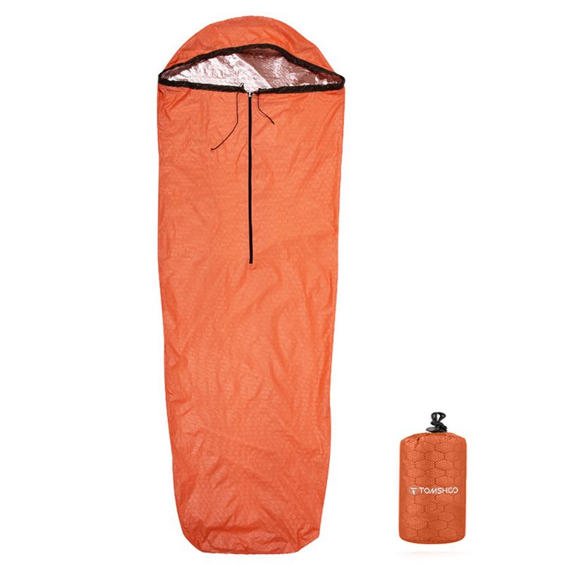 TOMSHOO Notfallschlafsack, ultraleicht, wasserdicht, wärmereflektierend, Thermoschlafsack, Überlebensausrüstung für Outdoor-Abenteuer_voghion.com