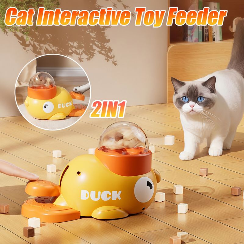 Interactive Toys Cats, Automatic Puzzle Dogs, Food Dispenser, Duck Design, Non-Slip Pet Feeder For Dog Training By PawParty Store_voghion.com