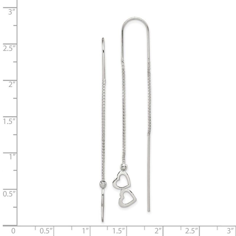 Sterling Silver Polished Double Heart Threader Earrings_voghion.com