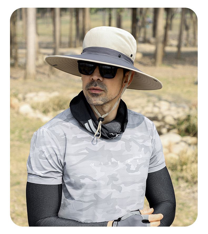 Men's Mesh Breathable Fisherman Hat - Detachable Top & UPF 50+ Sun Protection For Summer Fishing_voghion.com