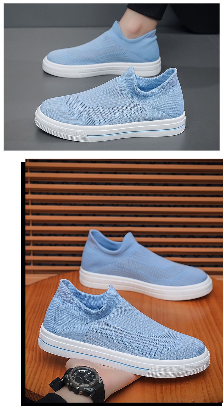 Letnie nowe oddychające skarpetki, męskie koreańskie uniwersalne płaskie buty sportowe z siateczki tkanej, codzienne buty do chodzenia po desce_voghion.com