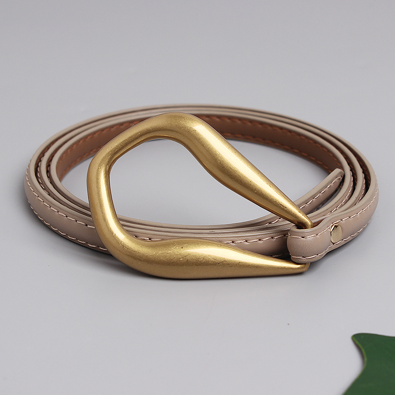 Ceinture fine en cuir véritable pour femmes, nouvelle boucle en fer à cheval, costume décoratif coréen polyvalent, manteau, robe pull, à la mode et simple, nouvelle collection_voghion.com