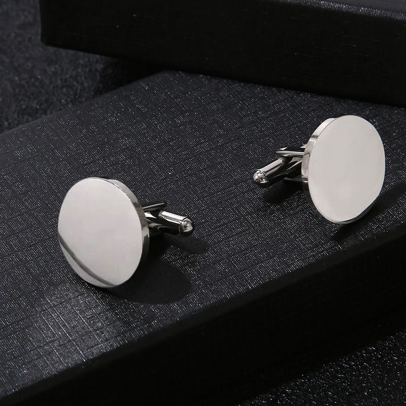 Vendita calda di gemelli in acciaio inossidabile lucidato in titanio con specchio in acciaio, polsini rotondi, borchie alla moda per camicia da uomo francese_voghion.com