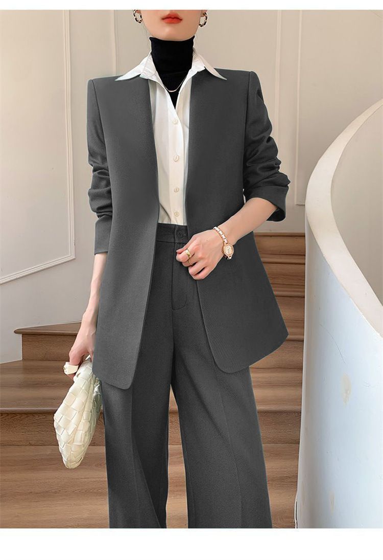 Damenbekleidung Königsblauer Anzug Zweiteiliger Anzug Anzug im neuen Stil im Pendlerdesign für Damen Mehrere Farben optionale Anzugjacke_voghion.com