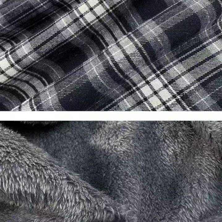 2024 Nuovo Autunno e Inverno Plus Peluche Spesso Tendenza Calda Camicia a Quadri Versatile Giacca da Coppia_voghion.com