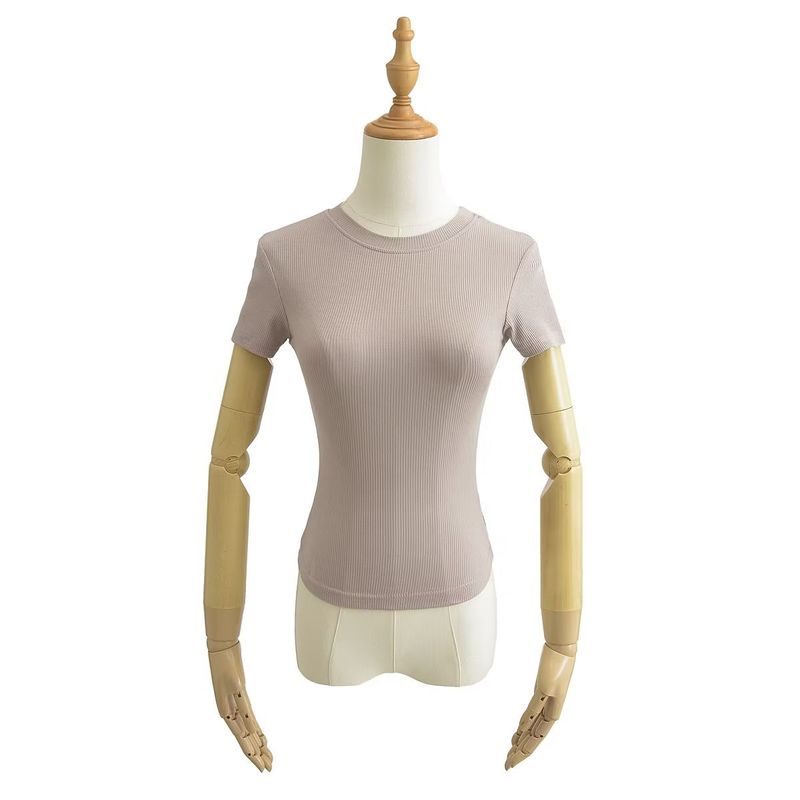 Spring New Women's Round Neck Pullover Slim Fit T-shirt Top C76179_voghion.com