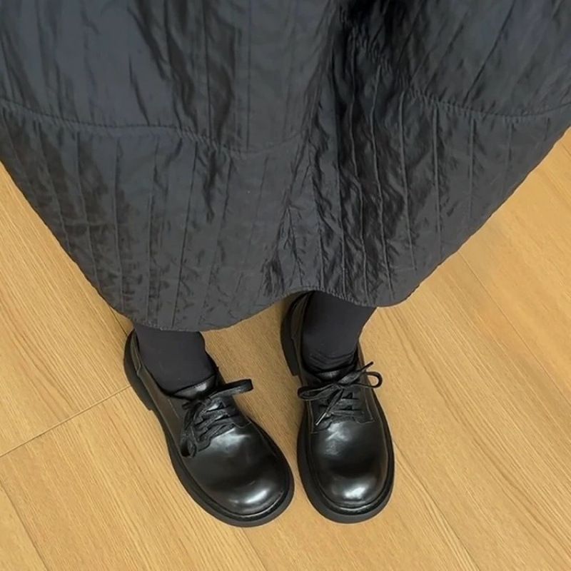 2025 Soft Thick Soled Small Leather Women's British Style Spring And Autumn New Lace Up Single Shoes, Derby Le Fu Shoes_voghion.com