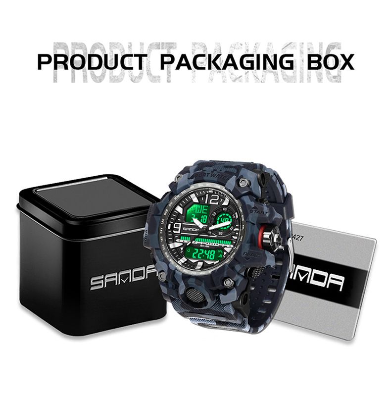 Orologio sportivo digitale mimetico robusto con doppio display, sveglia, cronometro e resistenza all'acqua fino a 50 m per uomo, orologio sportivo elettronico impermeabile_voghion.com