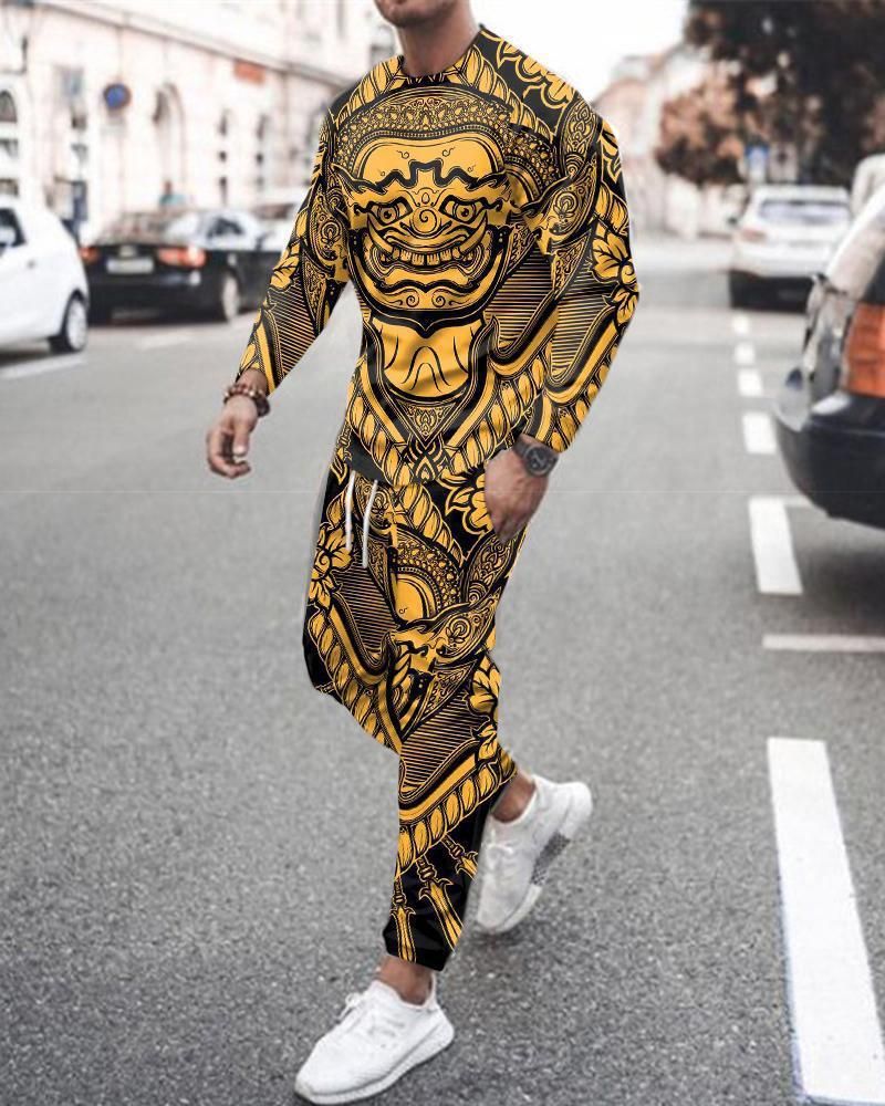 3D-bedrucktes Pullover-Set für Paare im Frühling und Herbst, personalisiertes Reise- und Sport-Set für Herren, Hip-Hop-Hose für Herren, Klassenuniform, Flut_voghion.com