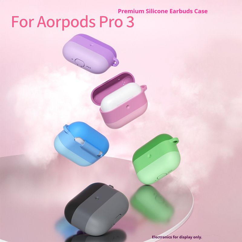 Custodia per auricolari in silicone con colori sfumati per AirPods Pro 3 2025, custodia in TPU con gancio per AirPods Pro 3 generazione_voghion.com