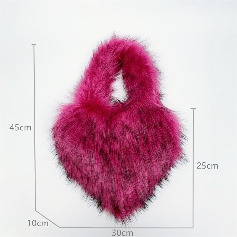 Borsa a tracolla a forma di cuore in pelliccia sintetica – Adorabile mini borsa con design a conchiglia per ragazzi e ragazze, leggera ed elegante per l'uso quotidiano_voghion.com