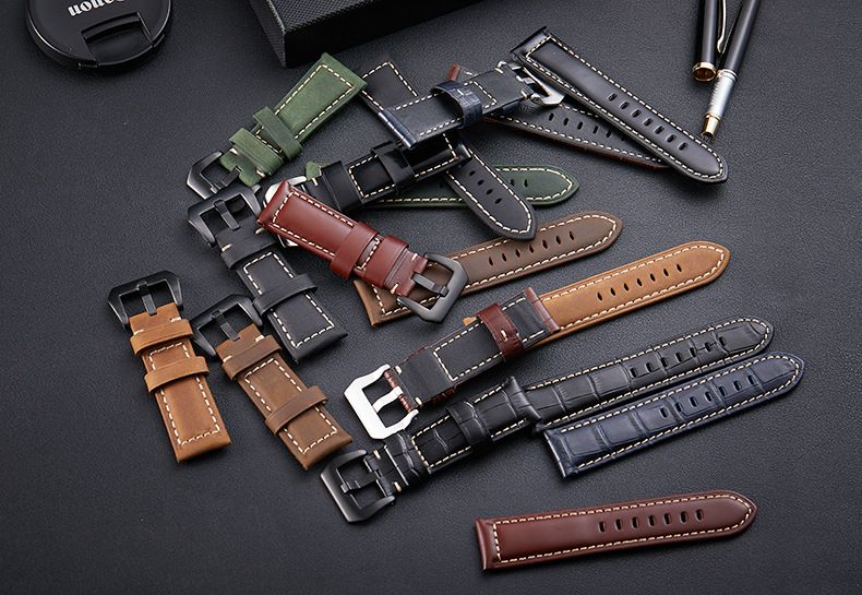 Premium Genuine Leather Watch Band For Men - Distressed Full Grain Cowhide, Rugged & Stylish, Fits 20mm To 26mm Watches_voghion.com