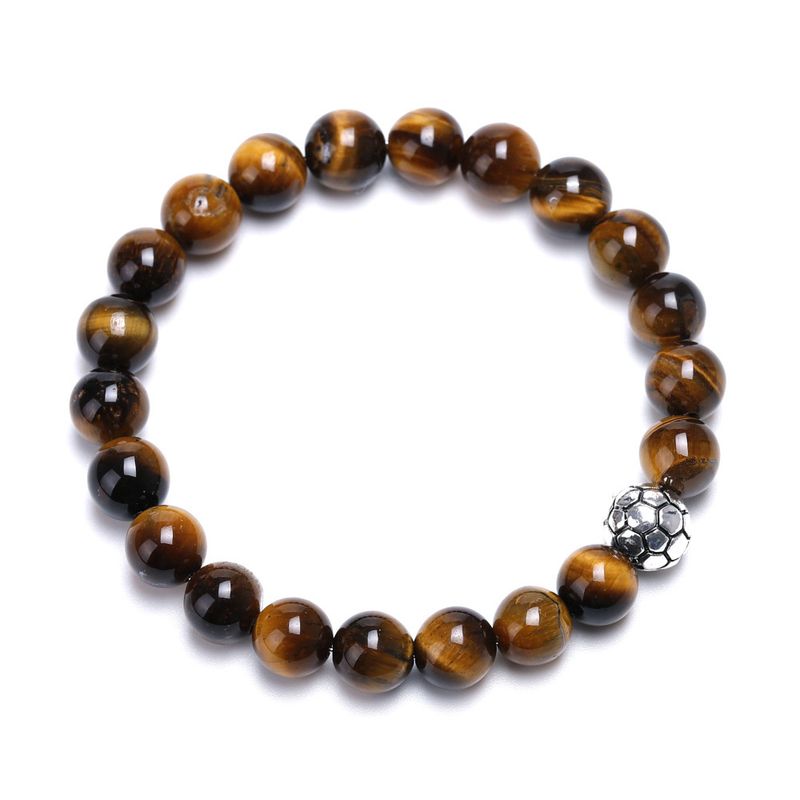 Charm-Armband Fußball-Legierung Holzmaserung Stein Tigerauge Stein Paar Armband Weißkiefer Karte Stein Weibliches Vulkanstein Armband_voghion.com