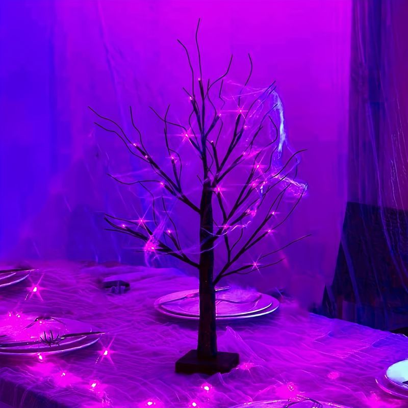 1 peça de luzes LED de estilo clássico para decorar árvores de mesa de Halloween e Natal, suporta pilhas AA (exceto)_voghion.com