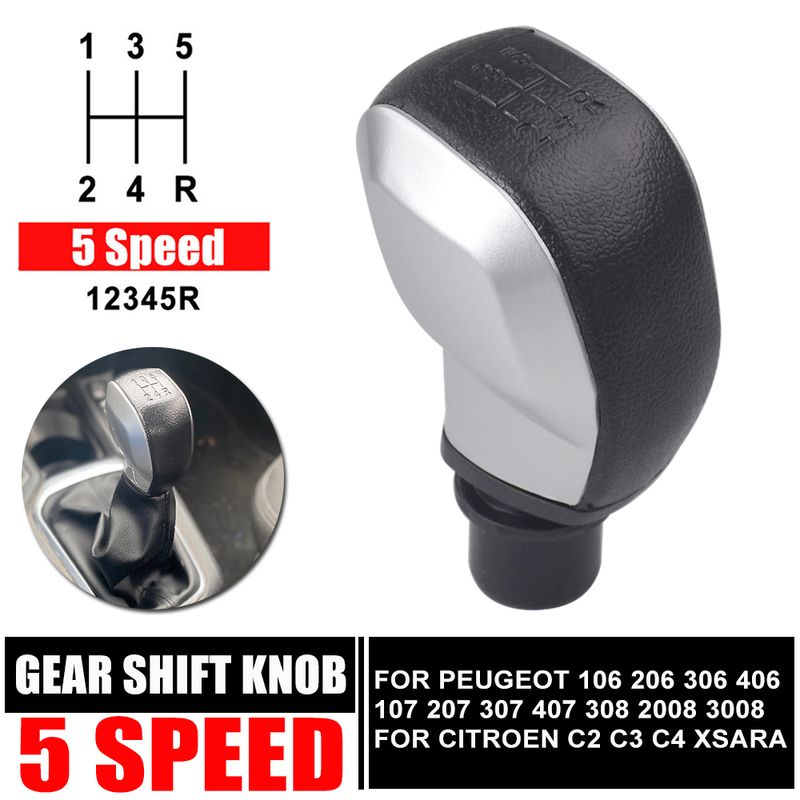 Gear Bar Knob Head 5 Speed Manual Shift Handball With Adapter For Peugeot 106 206 306 406 107 207 307 407 301 308 2008_voghion.com