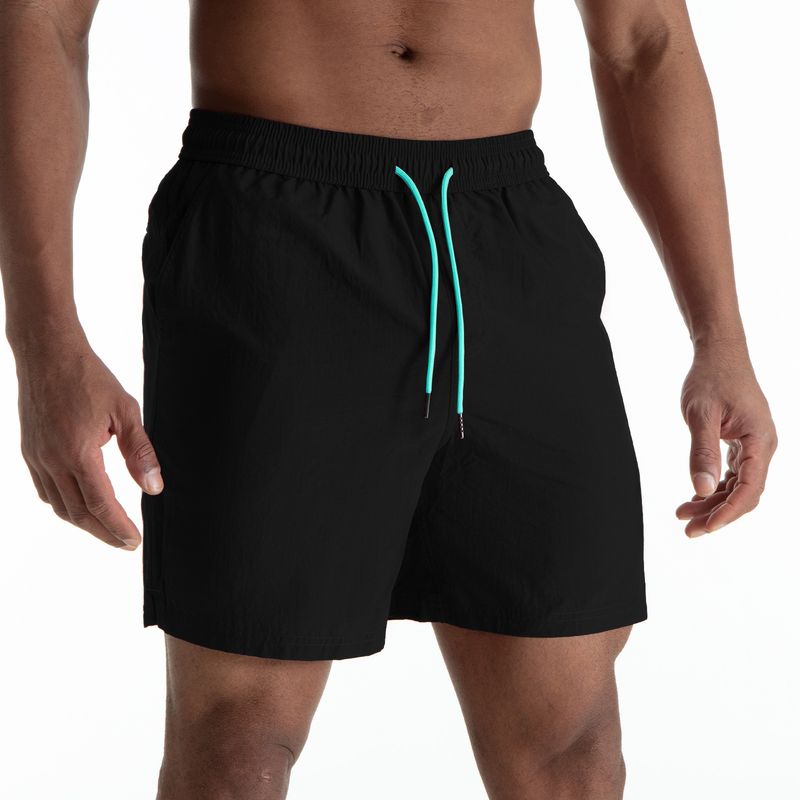 Pantaloncini da spiaggia da uomo in stile europeo - Impermeabili e foderati per spiaggia e nuoto (cavallo con tassello, vestibilità ampia, asciugatura rapida, nero/blu, dalla S alla XXL)_voghion.com
