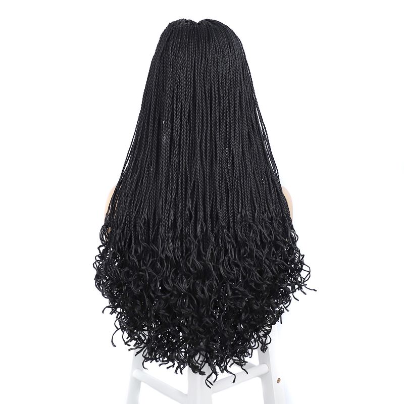 Juuksepikendused Parukad kahepaelaga keerutatud patsiga, lokkis parukas, sünteetiline esipitsiga parukas_voghion.com