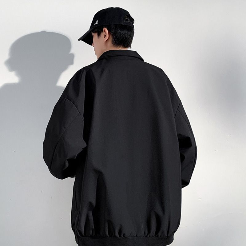 Giacca primaverile e autunnale da uomo, cappotto casual alla moda in stile americano con colletto rovesciato, vestibilità ampia, versatile, stile coreano_voghion.com