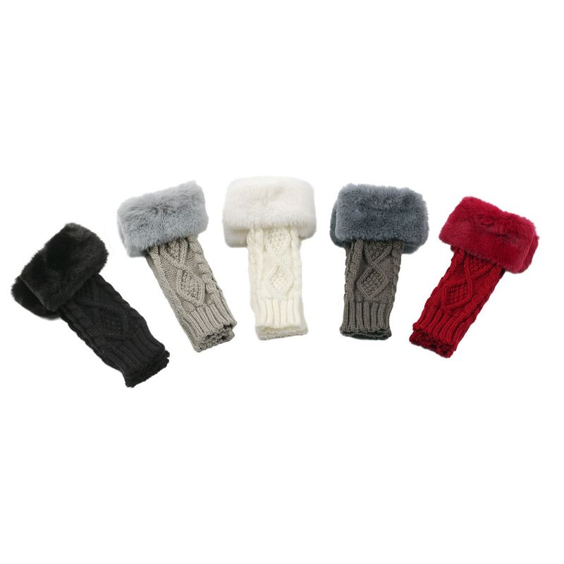 Damskie dzianinowe wełniane rękawiczki z półpalcami – ciepłe i miękkie, z podwójnym wzorem w romby, na jesień i zimę (krótki mankiet, stylowe i wygodne)_voghion.com