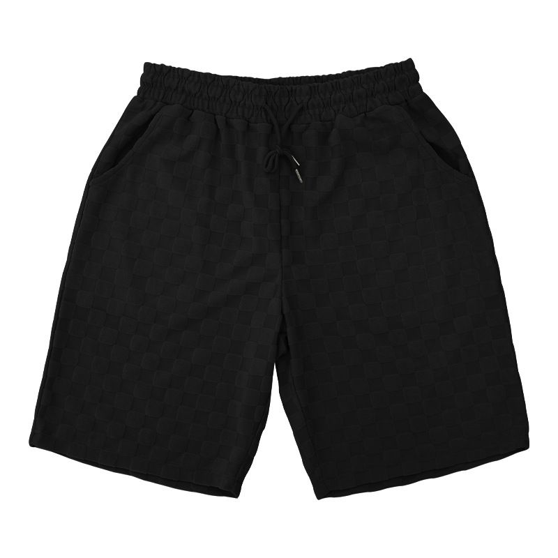 2025 American Oversize Trendy Men's Checkerboard Spring Summer Loose Sports Casual Two-Piece Set_voghion.com