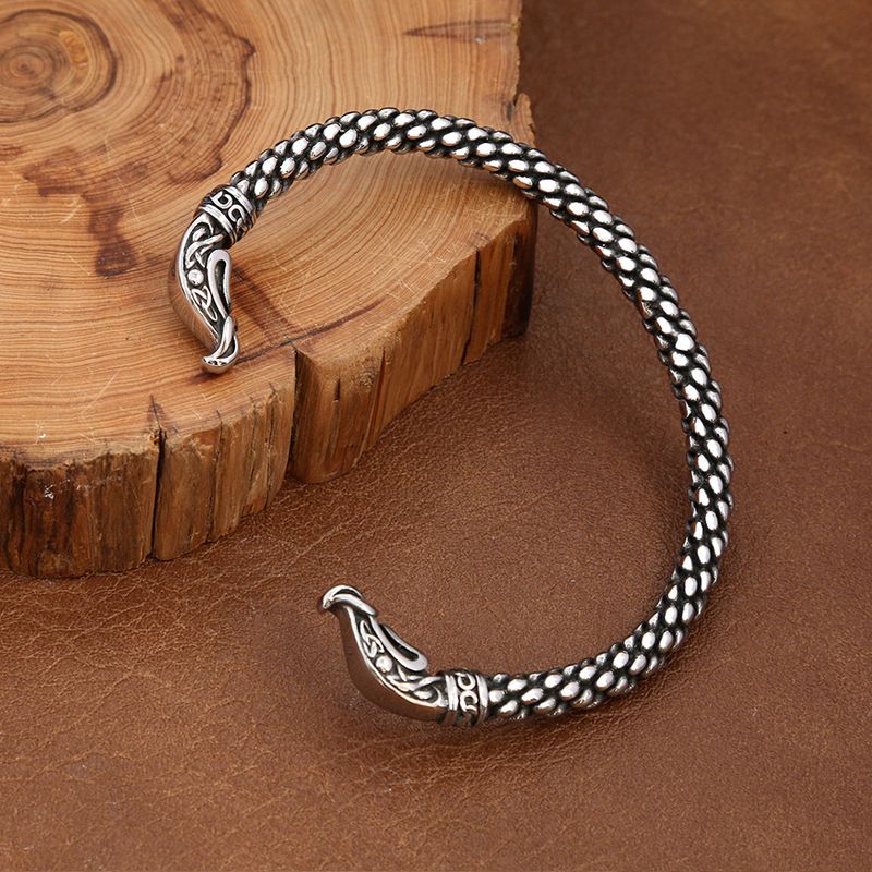 Bracciale retrò versatile da uomo in acciaio inossidabile con apertura solida e regolabile, bracciale in acciaio al titanio, personalità alla moda_voghion.com