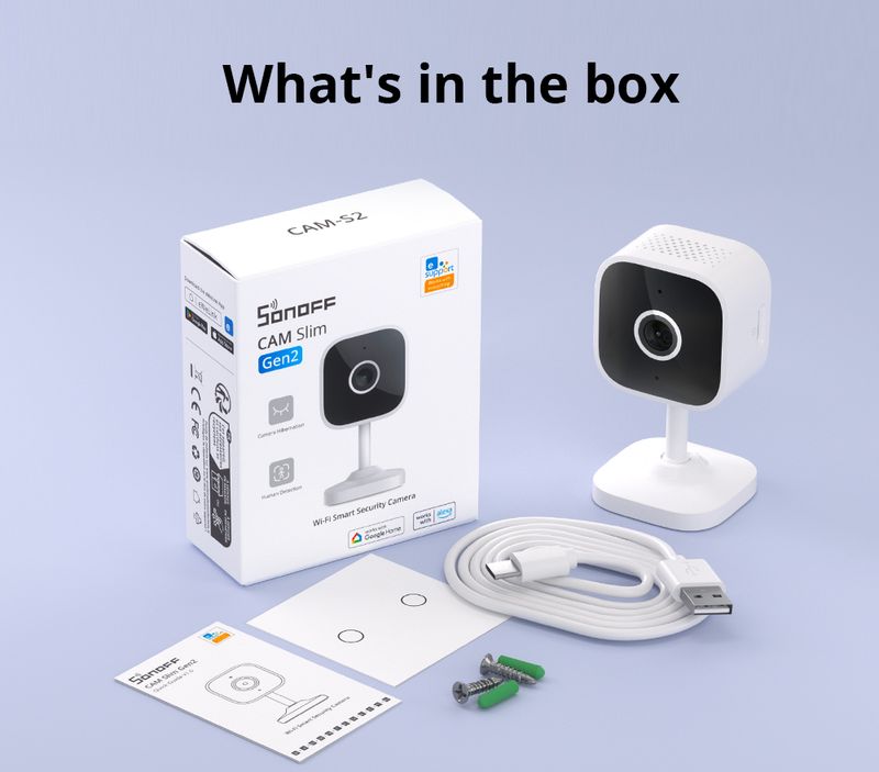 SONOFF CAM Slim Gen2 Smart Home Security Camera 1080P Human&Motion Detection Night Vision Two-way Audio work with Google_voghion.com