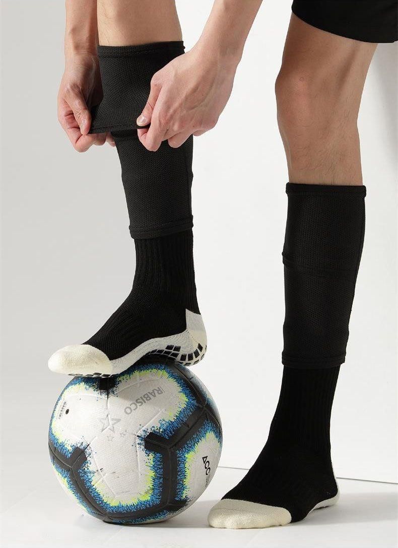 Calzini da calcio corti a doppio strato traspiranti con protezioni per le gambe, da uomo, da abbinare a partite professionali_voghion.com