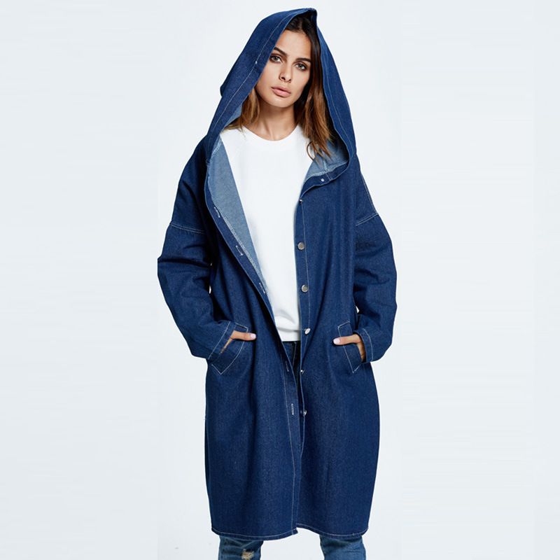 8041# Autumn And Winter New Jacket Hooded Denim Trench Coat_voghion.com