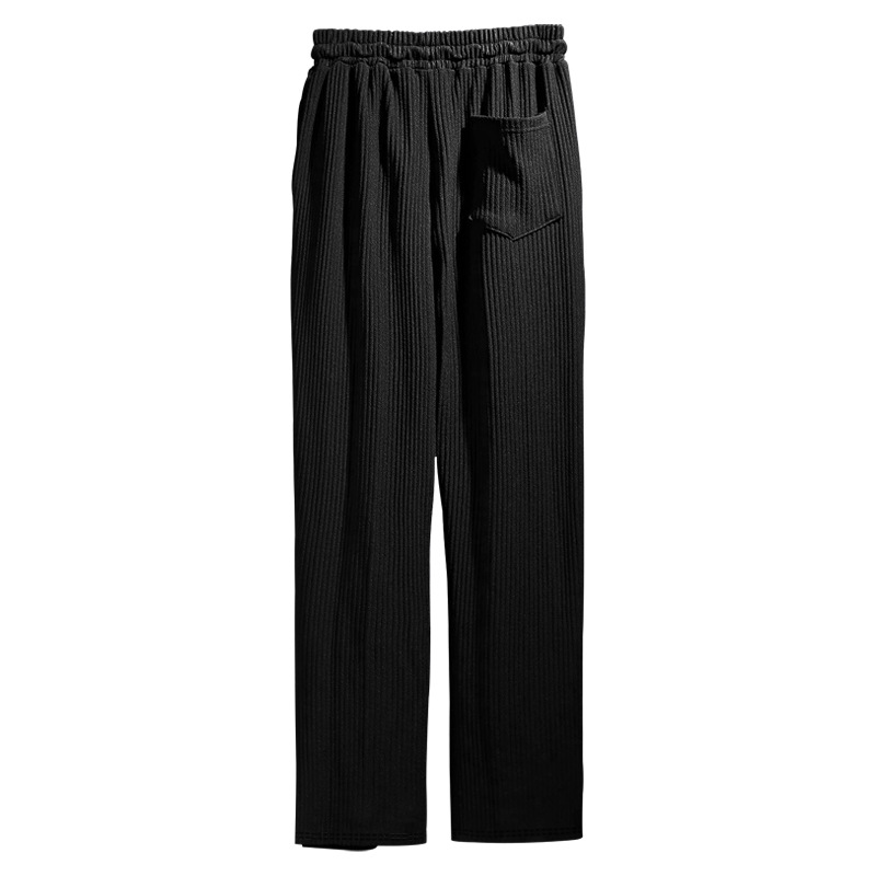 Pantaloni larghi a vita alta, dritti, drappeggiati, a righe, casual, da uomo, primavera e autunno 2024_voghion.com