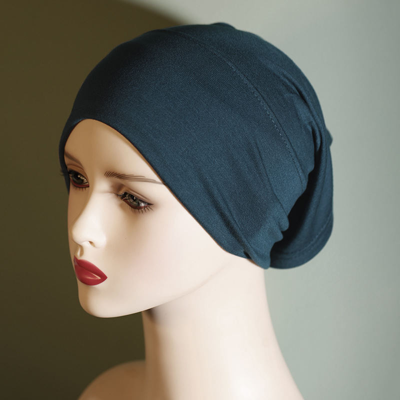Gorro musulmán de algodón puro de color liso, con base de algodón mercerizado, elástico y transpirable_voghion.com