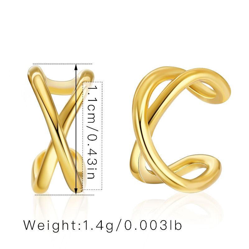 Clip per orecchio in metallo retrò francese per orecchie non forate, placcata in rame con vero oro K, clip per orecchio a forma di C semplice, compatta e di alta qualità_voghion.com