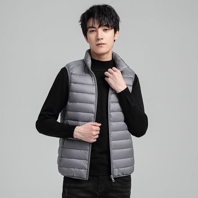 2025 Gilet leggero da uomo, corto, invernale, con collo alto, alla moda, in piumino, da uomo, tendenza_voghion.com