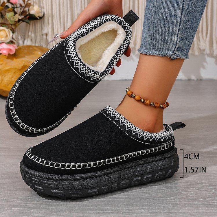 Women's Shoes Large Size Thick Soled Slippers For Women Autumn And Winter New Style Plush And Thickened Warm Slip On Cotton Slippers For Women_voghion.com