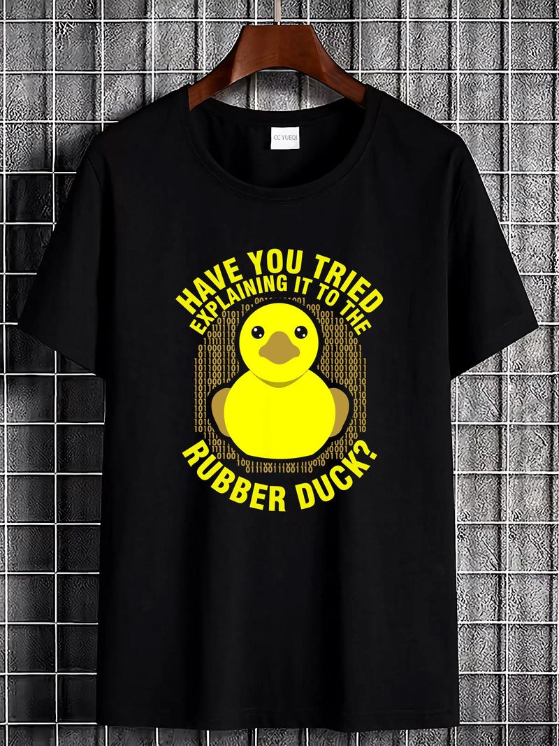 Divertente anatra di gomma per programmatori, per debugger e programmatori, maglietta unisex, traspirante, grafica, comoda, abbigliamento estivo casual_voghion.com