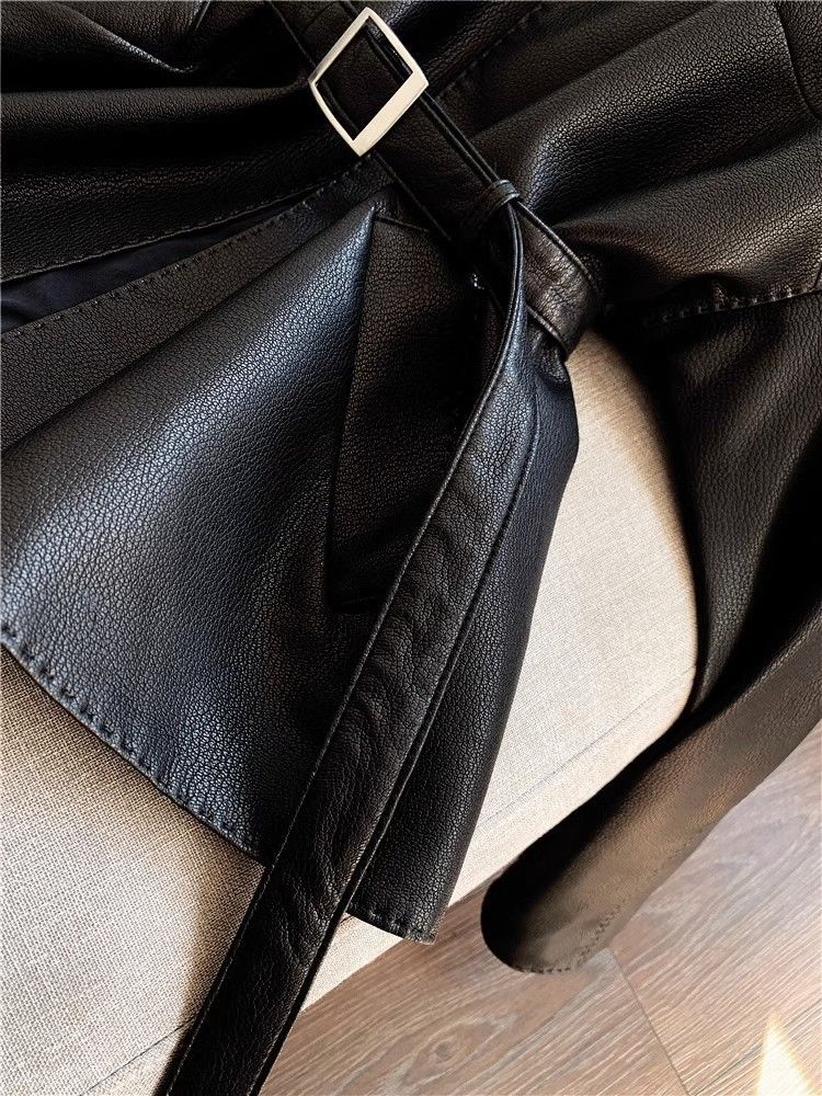 Women's Clothing retro leather jacket short fashion spring and autumn leather jacket small size slim and stylish Outerwear_voghion.com