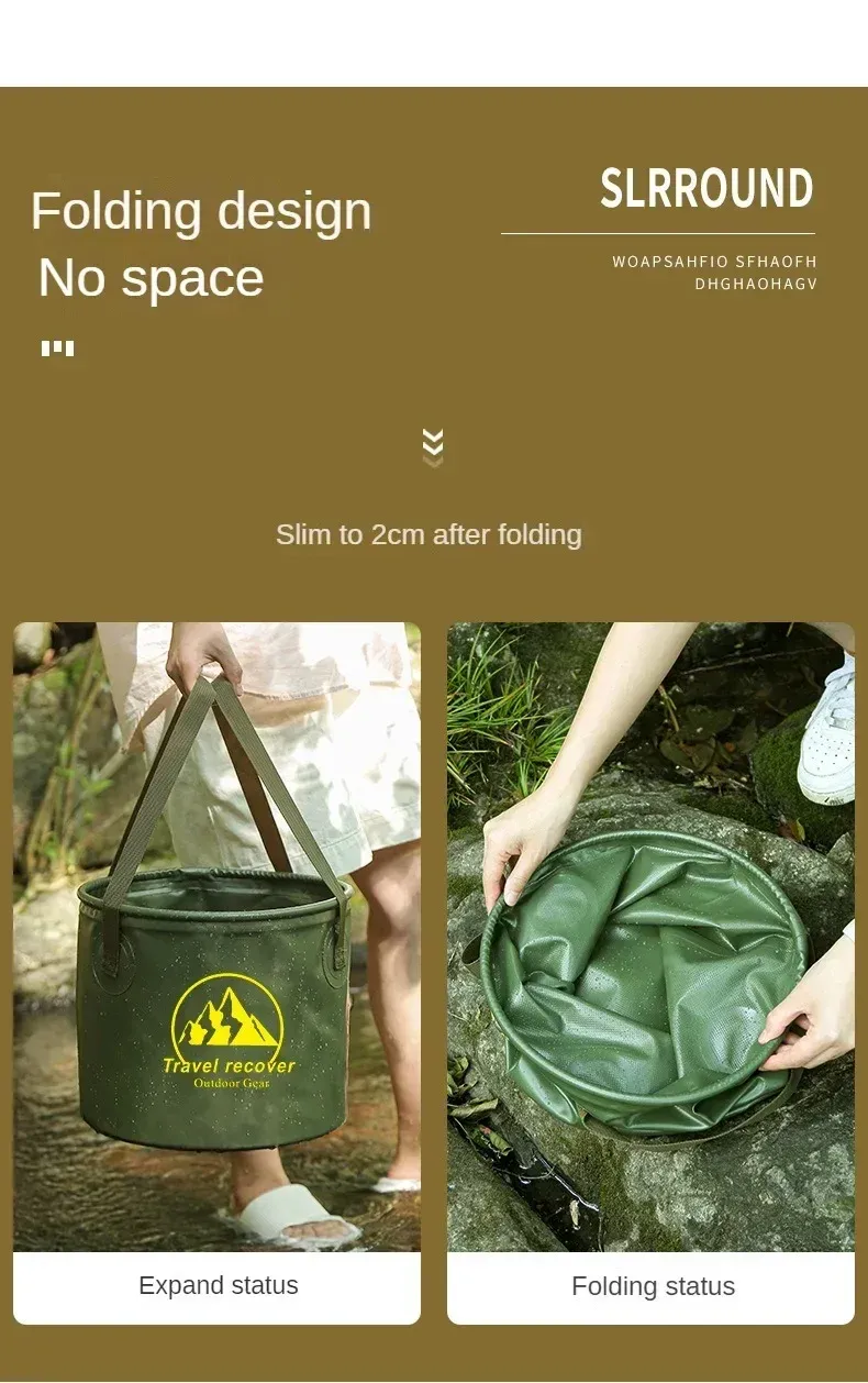 5L/10L Outdoor Multifunctional Bucket Collapsible Portable Travel Bucket Large Capacity Carrying Bucket Camping Fishing Bucket_voghion.com